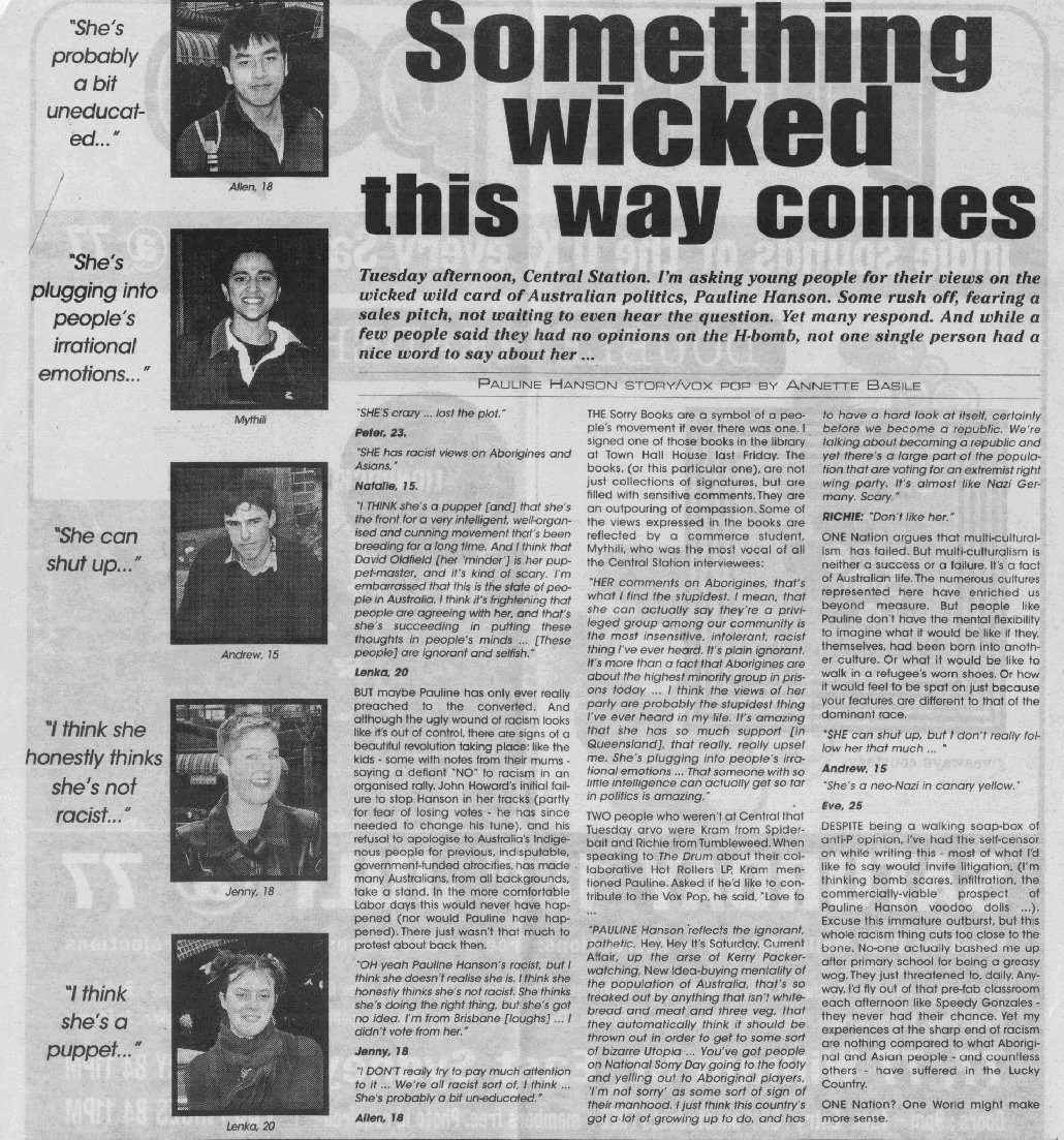 Mythili in The Drum Media, p34, 14/7/98